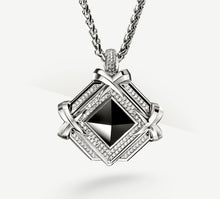 Load image into Gallery viewer, Large Black Onyx Pyramid Pendant<br>w/Pavé Diamonds & Talon Details
