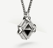 Load image into Gallery viewer, Large Black Onyx Pyramid Pendant<br>w/Pavé Diamonds & Talon Details