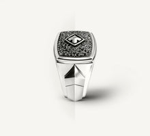 Load image into Gallery viewer, Arrow Signet Ring<br>Black Pavé Diamonds