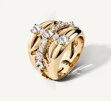 Load image into Gallery viewer, Crossfire Ring / 14K Gold<br>w/Pavé Diamond Cross