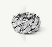 Load image into Gallery viewer, Sterling Silver Cuban Link Band<br>w/Pavé White Diamonds