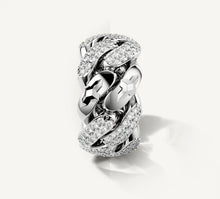 Load image into Gallery viewer, Sterling Silver Cuban Link Band<br>w/Pavé White Diamonds