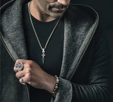 Load image into Gallery viewer, REGAL Cross & Shield Signet Ring<br>in Sterling Silver<br>Black Onyx / Pavé-Set Diamonds