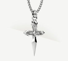 Load image into Gallery viewer, Dagger Cross<br>Sterling Silver / 14K Gold Accent<br>w/White Pavé Diamonds
