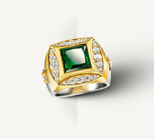 Load image into Gallery viewer, The Grand Signet Ring<br>Diamonds / Emerald & Mixed Metals