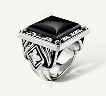 Load image into Gallery viewer, Fire & Ice Signet Ring<br>Sterling Silver / Black Onyx