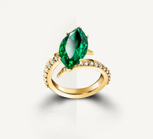 Load image into Gallery viewer, Marquise Ring<br>Emerald Stone / 14K Gold