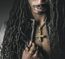 Load image into Gallery viewer, REGAL II Cross / 14K Gold<br>w/Pavé Diamonds / Talon Details