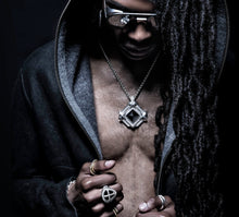 Load image into Gallery viewer, Large Pyramid Medallion<br>w/Black Onyx / Pavé Diamonds<br>Talon Details