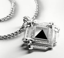 Load image into Gallery viewer, Large Black Onyx Pyramid Pendant<br>w/Pavé Diamonds & Talon Details