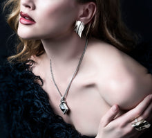 Load image into Gallery viewer, Black Onyx Pyramid Pendant<br>w/Pavé Diamonds / Talon Detail