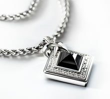 Load image into Gallery viewer, Black Onyx Pyramid Medallion<br>w/Pavé Diamonds / Talon Detail