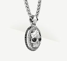Load image into Gallery viewer, Deco Skull Pendant<br>Sterling Silver / Black Pavé Diamonds