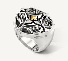 Load image into Gallery viewer, Phoenix Signet Ring<br>in Sterling Silver w/14k Gold Accent