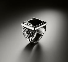 Load image into Gallery viewer, Fire & Ice Signet Ring<br>Sterling Silver / Black Onyx
