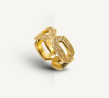Load image into Gallery viewer, Crystal Link Band<br>14k Yellow Gold<br>Yellow Pavé Diamonds