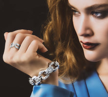 Load image into Gallery viewer, Crystal Link Band<br>Sterling Silver<br>White Pavé Diamonds
