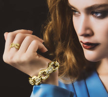 Load image into Gallery viewer, Crystal Link Band<br>14k Yellow Gold<br>Yellow Pavé Diamonds