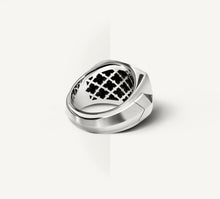 Load image into Gallery viewer, Arrow Signet Ring<br>Black & White Pavé Diamonds