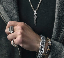 Load image into Gallery viewer, Arrow Signet Ring<br>Black & White Pavé Diamonds