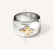 Load image into Gallery viewer, STQ Cross Band Ring<br>Sterling Silver / 14K Yellow Gold