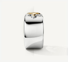 Load image into Gallery viewer, STQ Cross Band Ring<br>Sterling Silver / 14K Yellow Gold