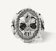 Load image into Gallery viewer, Deco Skull / Talon Signet Ring<br>with Pavé Black Diamonds