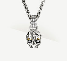Load image into Gallery viewer, Deco Skull / Sterling Silver<br>Pavé Diamonds / Black Diamond Eyes