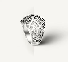 Load image into Gallery viewer, Domed Trellis Ring<br>w/Micro Pavé Diamond Floor<br>in Sterling Silver