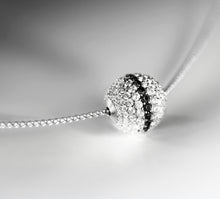 Load image into Gallery viewer, Radiant Silver Sphere Necklace<br>w/White Pavé Diamonds<br>& Black Diamond Accent