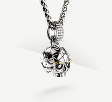 Load image into Gallery viewer, Deco Skull / Sterling Silver<br>Pavé Diamonds / Black Diamond Eyes