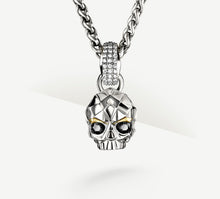 Load image into Gallery viewer, Deco Skull / Sterling Silver<br>Pavé Diamonds / Black Diamond Eyes