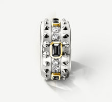 Load image into Gallery viewer, Spiked Rebel Ring<br>Sterling Silver w/Diamonds<br>Black Onyx / 14K Gold Accents