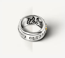 Load image into Gallery viewer, Spiked Rebel Ring<br>Sterling Silver w/Diamonds<br>Black Onyx / 18K Gold Accents