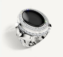 Load image into Gallery viewer, Black Onyx Talon Signet Ring<br>with Pavé Diamonds