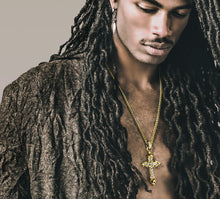 Load image into Gallery viewer, REGAL Cross / 14K Gold<br>w/Pavé Diamonds / Talon Details