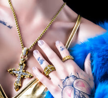 Load image into Gallery viewer, Crossfire Ring / 14K Gold<br>w/Diamond Cross