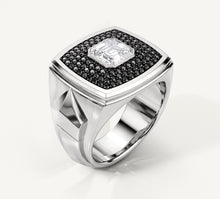 Load image into Gallery viewer, Tuxedo Signet Ring<br>in Sterling Silver w/ Pavé Diamonds
