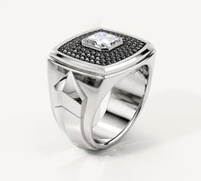 Load image into Gallery viewer, Tuxedo Signet Ring<br>in Sterling Silver w/ Pavé Diamonds