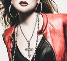 Load image into Gallery viewer, REGAL Cross w/Pavé Diamonds<br>in Sterling Silver / Talon Details