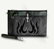 Load image into Gallery viewer, Fire & Ice Black & Camo Clutch<br>w/Tri-Crown Detail