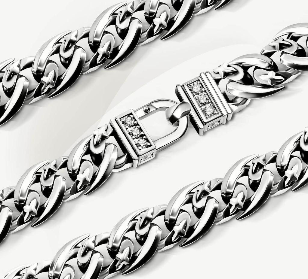 18mm Talon Cuban Bracelet<br>w/Pavé-Set Diamond Clasp