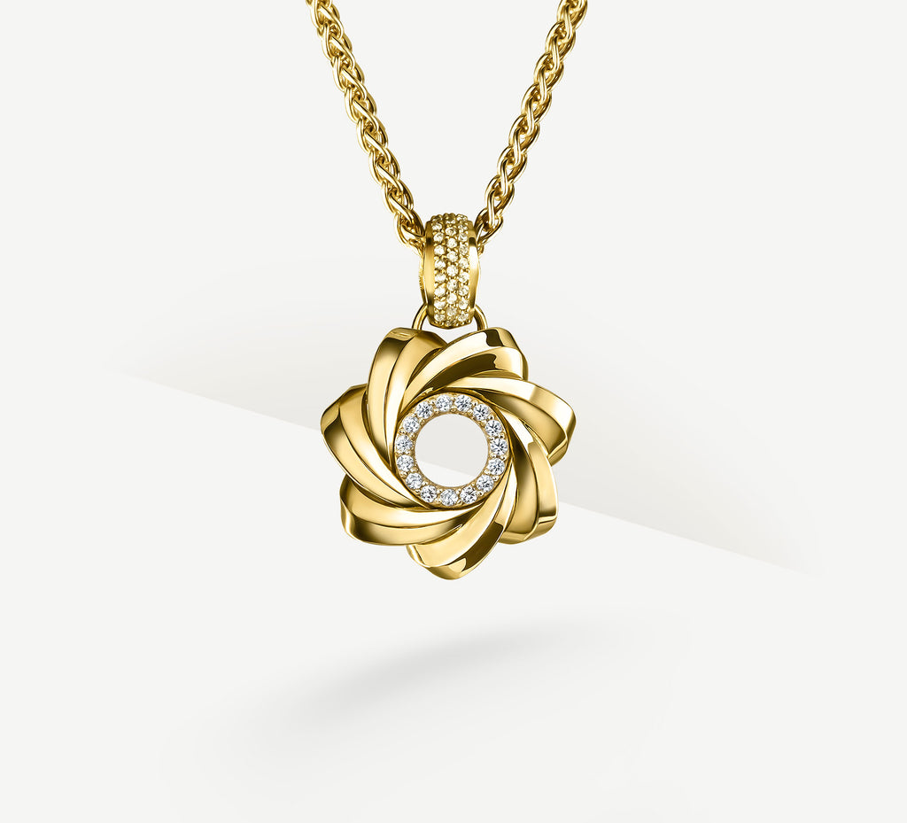 28mm Star Talon Pendant<br>in 14K Gold w/Pavé Diamond Halo