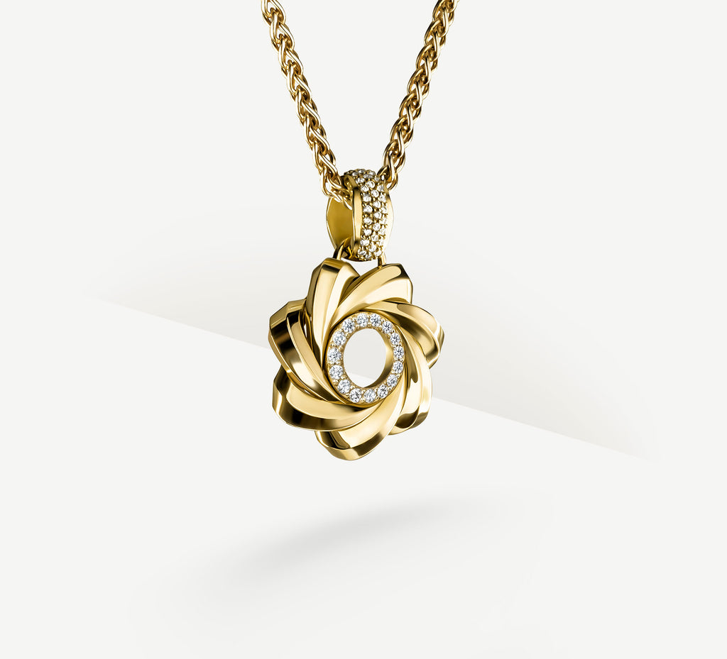 28mm Star Talon Pendant<br>in 14K Gold w/Pavé Diamond Halo