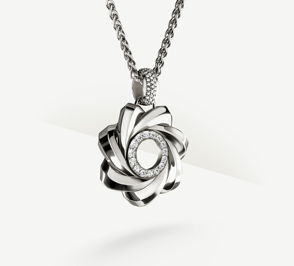 35mm Star Talon Pendant<br>in Sterling Silver<br>w/Pavé Diamond Halo