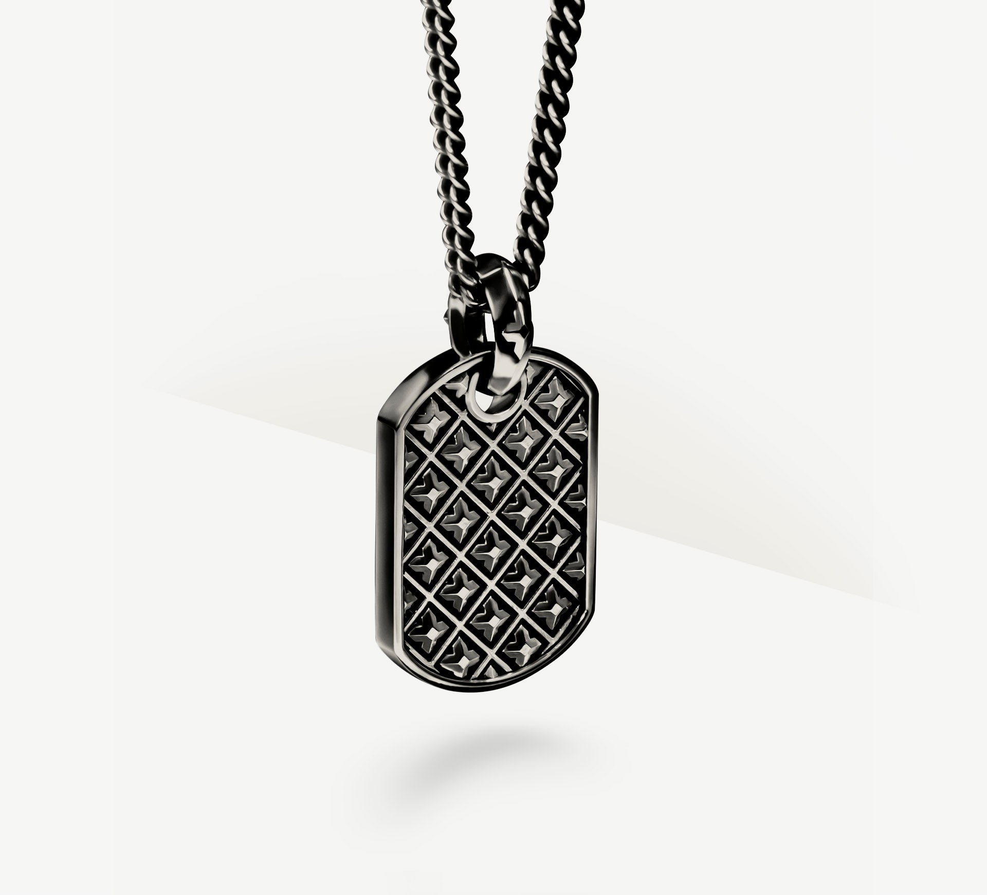 Blackened Crown Tag<br>Sterling Silver
