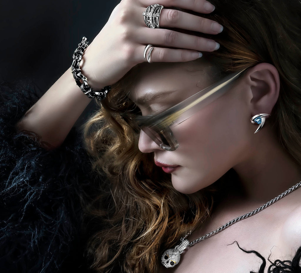 19mm Signature Link Bracelet<br>Sterling Silver w/Black Rhodium<br> and Pavé-Set Black Diamonds