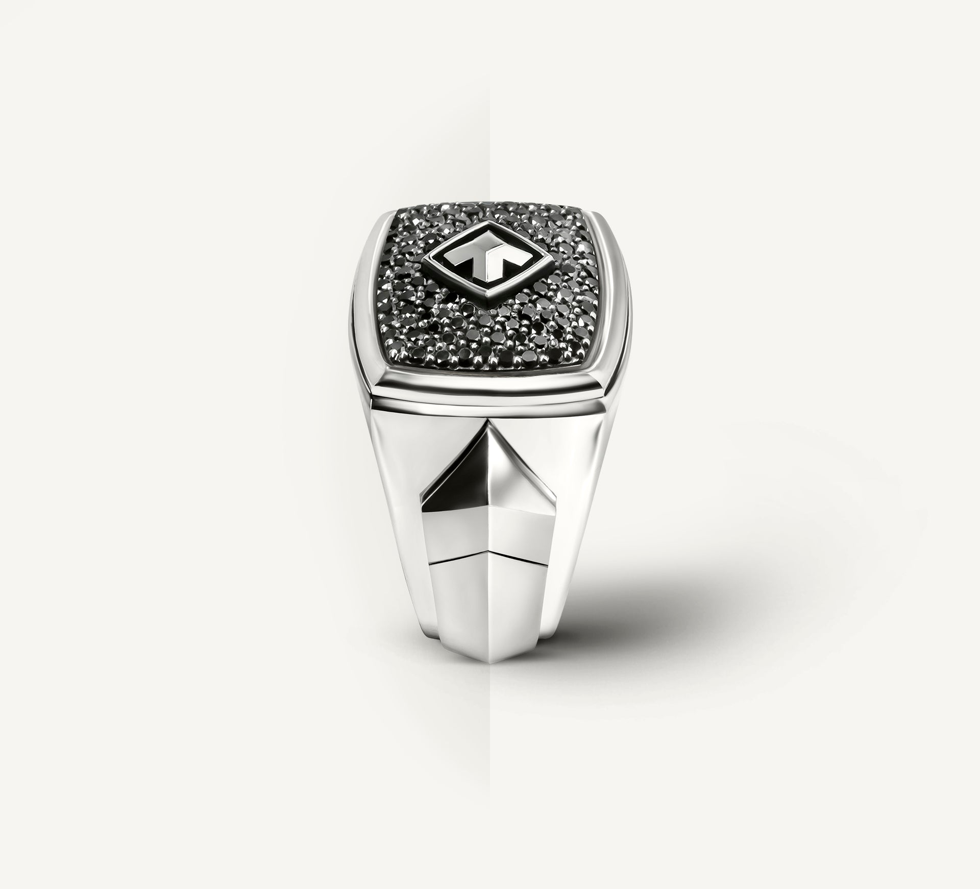Arrow Signet Ring<br>Black Pavé Diamonds