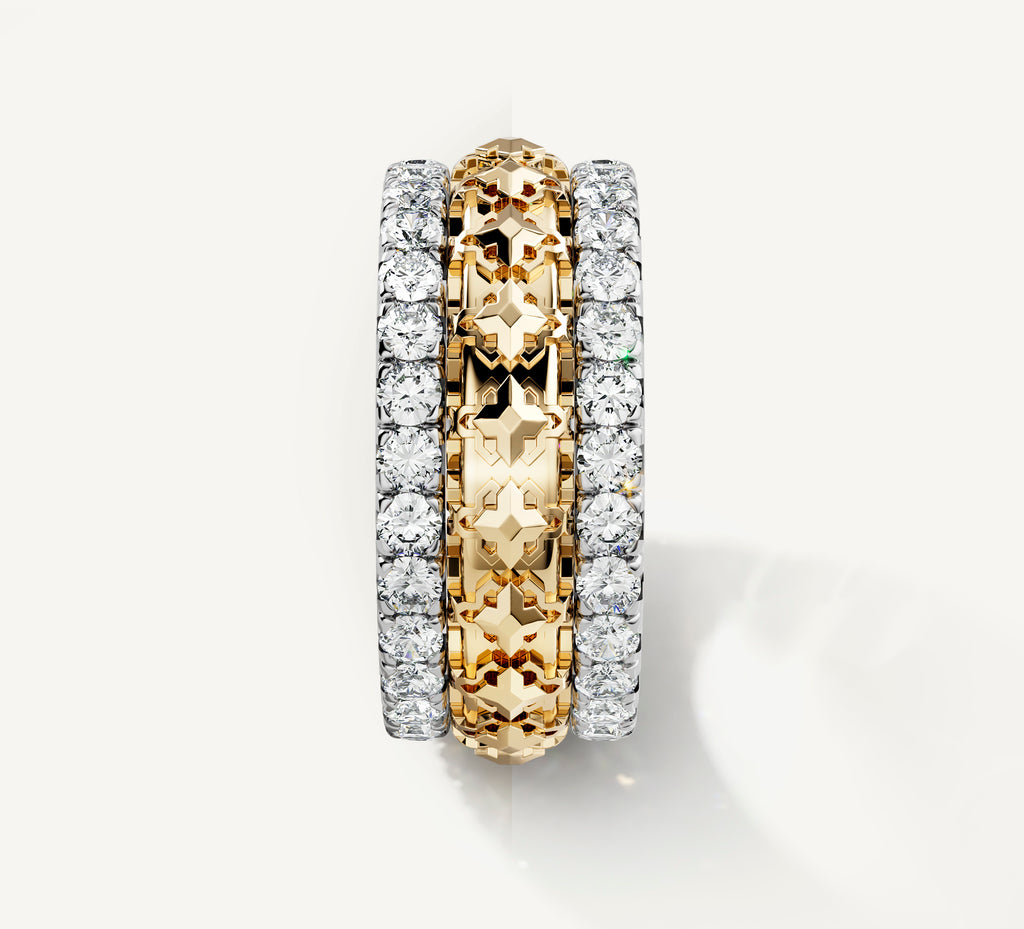 Rendezvous Stacker Rings<br>14K Gold & Sterling Silver<br>w/Pavé Diamond
