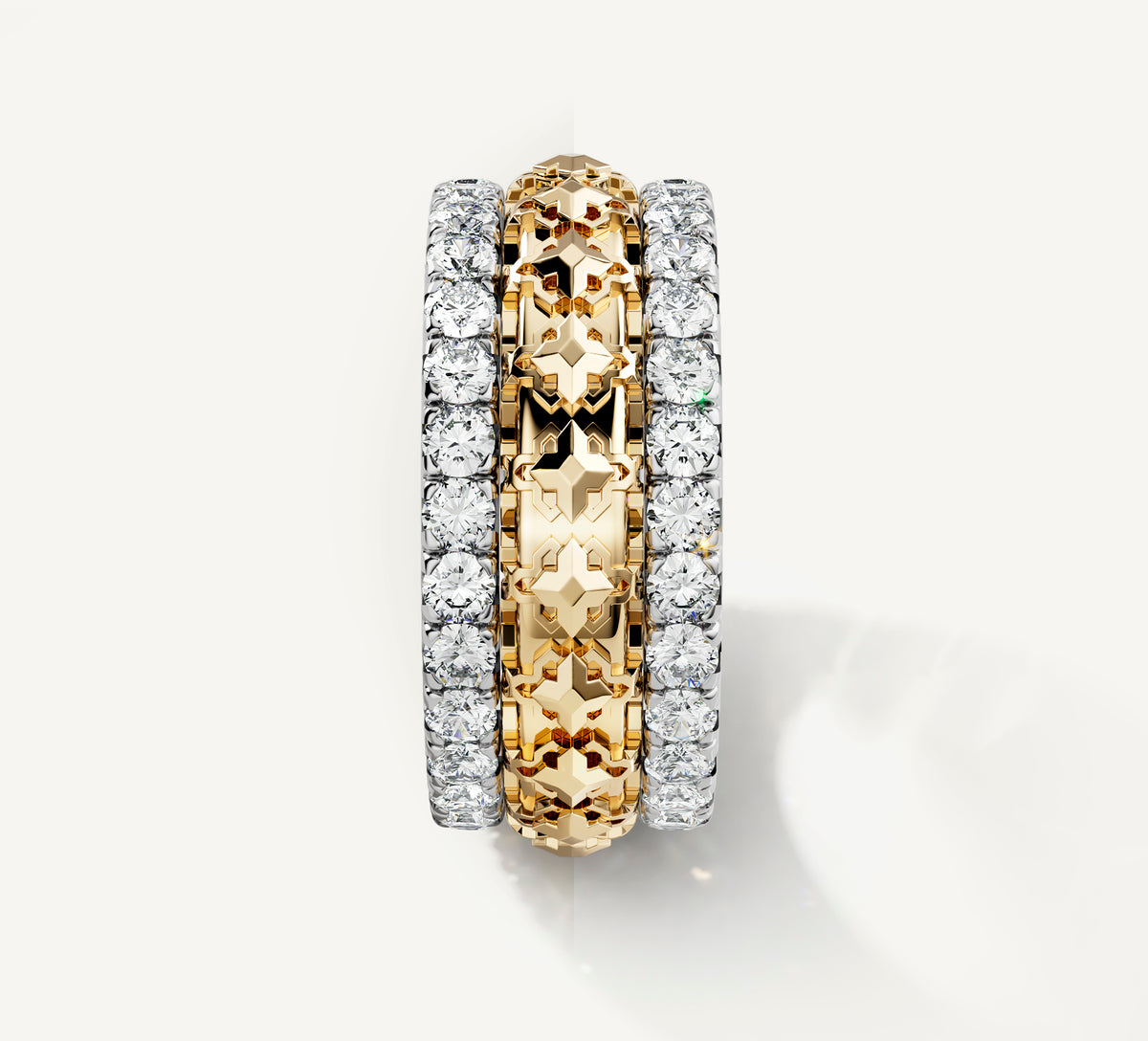 Rendezvous Stacker Rings<br>14K Gold & Sterling Silver<br>w/Pavé Diamond